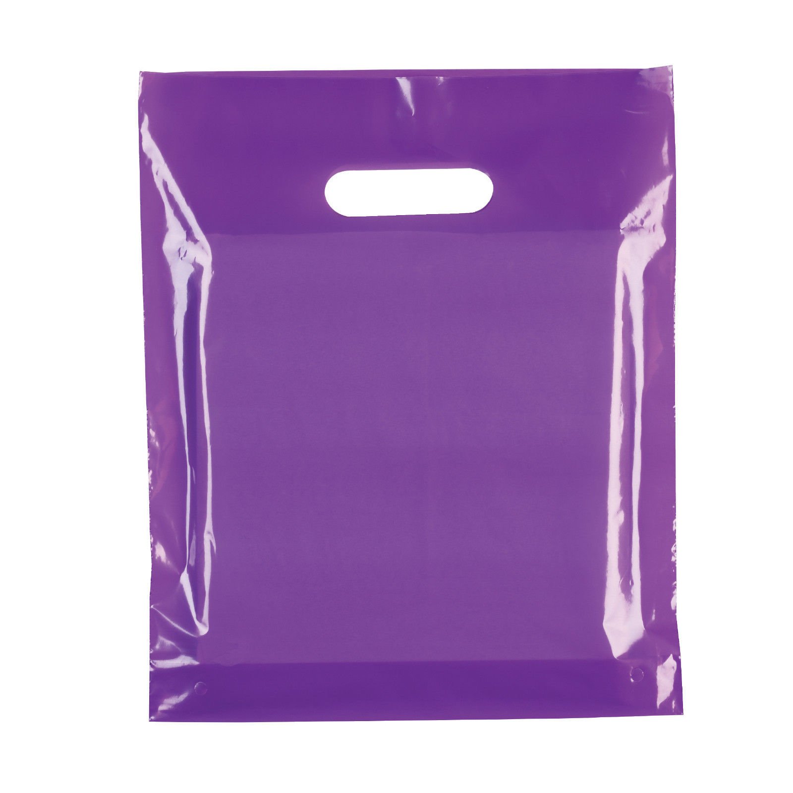 100x PLAIN VIOLET 10"X12"(25.4cm x 30.48cm) PLASTIC CARRIER BAGs - Modern Printed Strong Gift shopping Bags