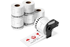 SUMINEY 6 Rolls Continuous Length Label Tape - Compatible with Brother DK-2251, with Brother QL-800、820nwb、810w, 2.4" x50ft Black/Red on White Paper - High Yield Replacement for Genuine DK-2251 Tapes