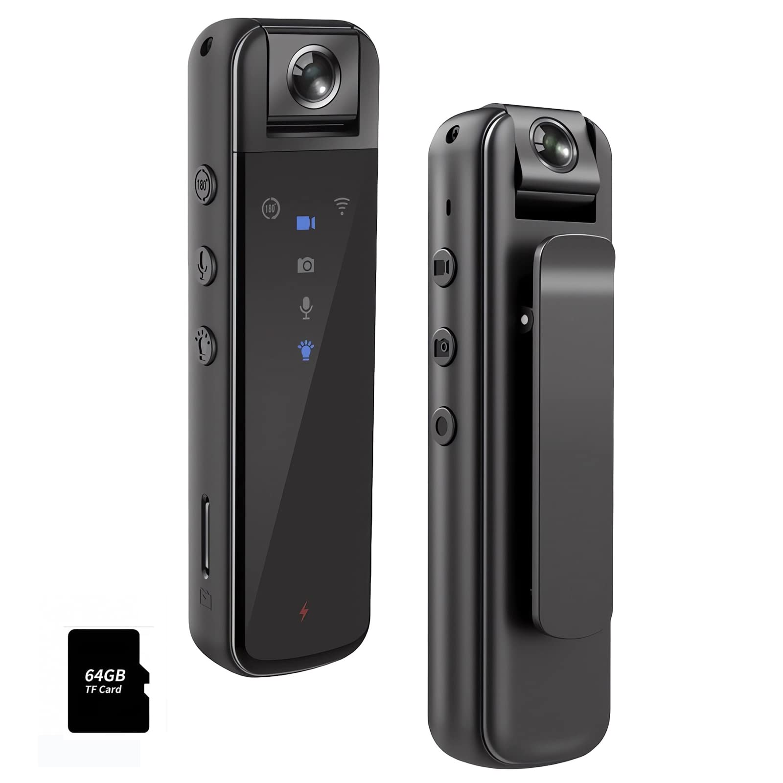 SRIKEKL 1080P Body Camera with Audio and Video, Support 5-6 Hours Recording, WIFI Hotspot,Mini Body Cam for Daily Record, Indoor/Outdoor, Law Enforcment(64GB)