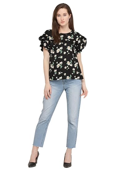 KANCHNAR Womens Printed Crepe Top