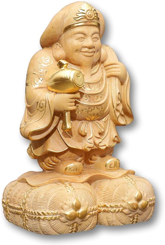 Amazon Viche Catt 七福神 大黒様 立像 木彫り金運 開運 財運 商売 繁盛 招福 彫刻 置物 ツゲ 柘植 高さ6 金色タイプ 仏像 オンライン通販