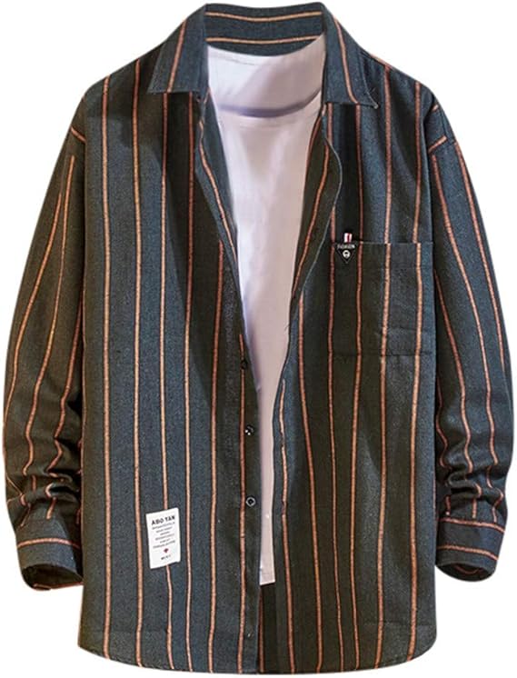 Amazon シャツ メンズ 長袖 半袖 シャツ ワイシャツ カジュアル インナーシャツ ストライプ柄 大きいサイズ トップス 男性 吸汗通気 四季節 スリム ビジネス カジュアル シャツ 通販