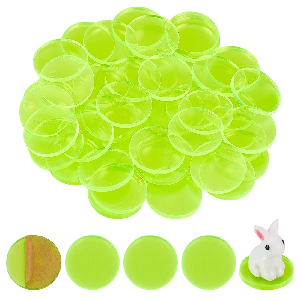 FINGERINSPIRE 50 Pcs Circles Acrylic Sheet 25mm Green Yellow Circular Miniature Bases 2.7mm Thick Acrylic Action Figure Display Holder Flat Round Acrylic Base for Miniatures Wargame Collectible