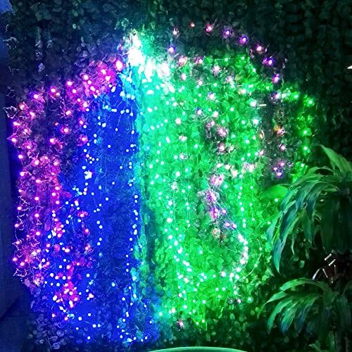 KINGLUX 10 meters RGB string lights Decorative Christmas Party Starry lights flexible string Silver Wire Lights for Wedding Bedroom Holiday Pub Club,Time Setting Pink color 32.8FT/10M