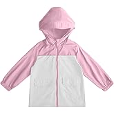 LIONJIE Kids Rain Jacket Boys Windbreaker Jacket Lightweight Hoodies Outwear Coat Waterproof Zipper Raincoat