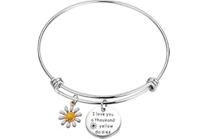 KUIYAI I Love You A Thousand Yellow Daisies Bracelet with Daisies Charm I Love You Gift