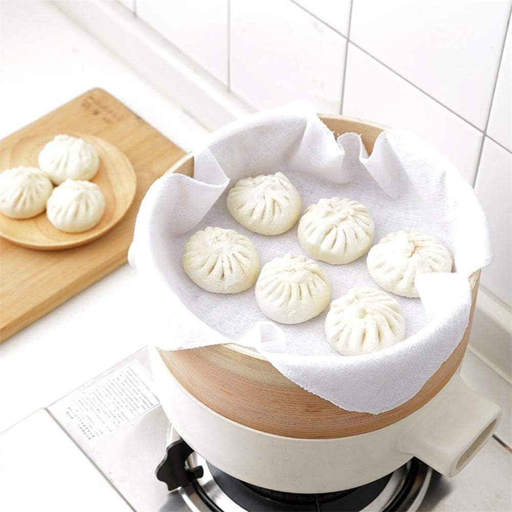 HuntGold 1PC Steamer Cloth Cotton Reusable Non-Stick Stuffed Bun Gauze Pad White for Kitchen
