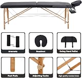Panana Portable Massage Bed Black Adjustable Height Wooden Legs view 3