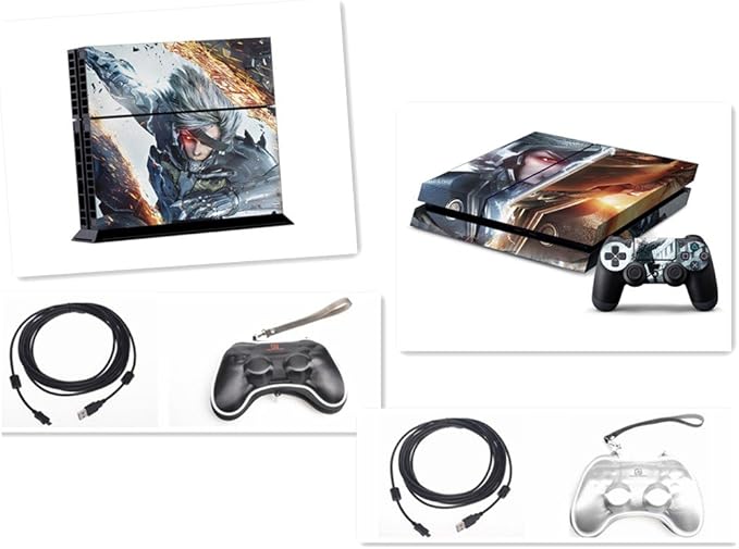 Amazon Ps4を埃や汚れから保護 Ps4専用 スキンシール Metal Gear Rising Revengeance メタルギア ライジング リベンジェンス 本体用 コントローラー用 2枚 とps4コントローラー用 充電 データ転送ダブルコア付き Microusbケーブル 5 0mブラック ２本