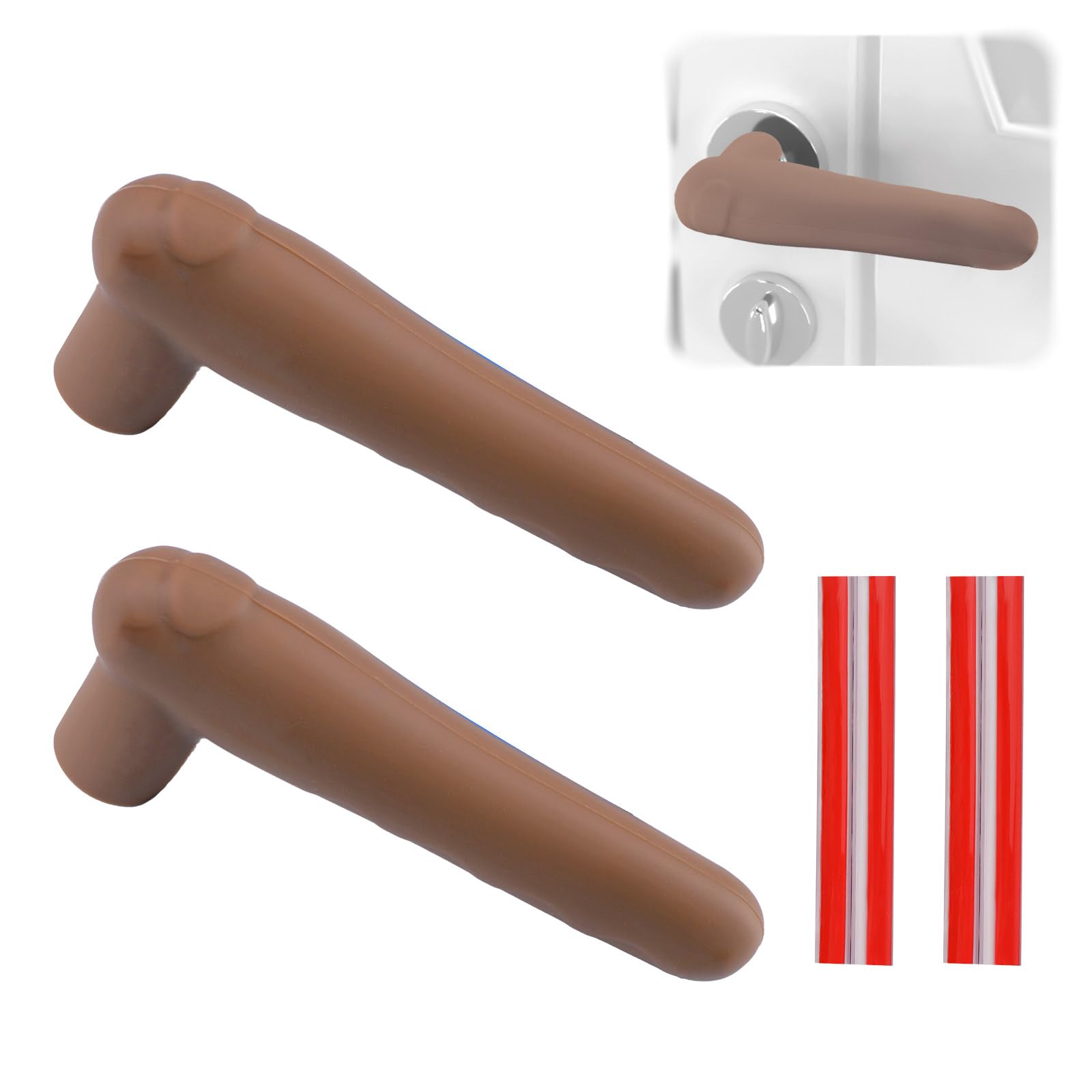 UFURMATE Door Handle Covers, 2Pcs Silicone Door Handle Glove Covers Safety Door Knob Cover Anti-Static Door Knob Protector for Flat Square Door Levers (Camel)