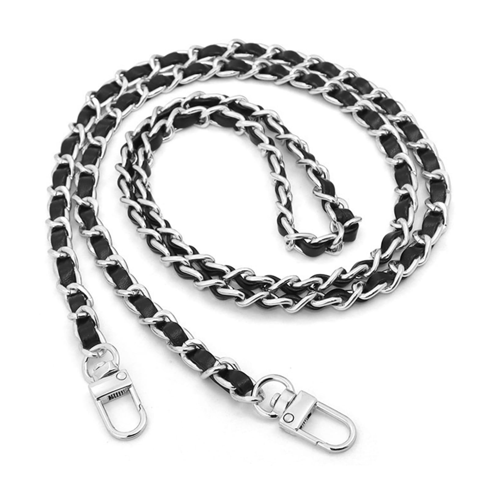 CCAIPU Handbag Chain Strap, Gold Alloy Bag Chain Adjustable Handbag Straps Replacement Purse Chains for Shoulder Cross Bag (Silver/Black-a)