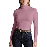 Zengjo Womens Turtleneck Long Sleeve Shirts Fitted Thermal Base Layer Top for Cold Weather