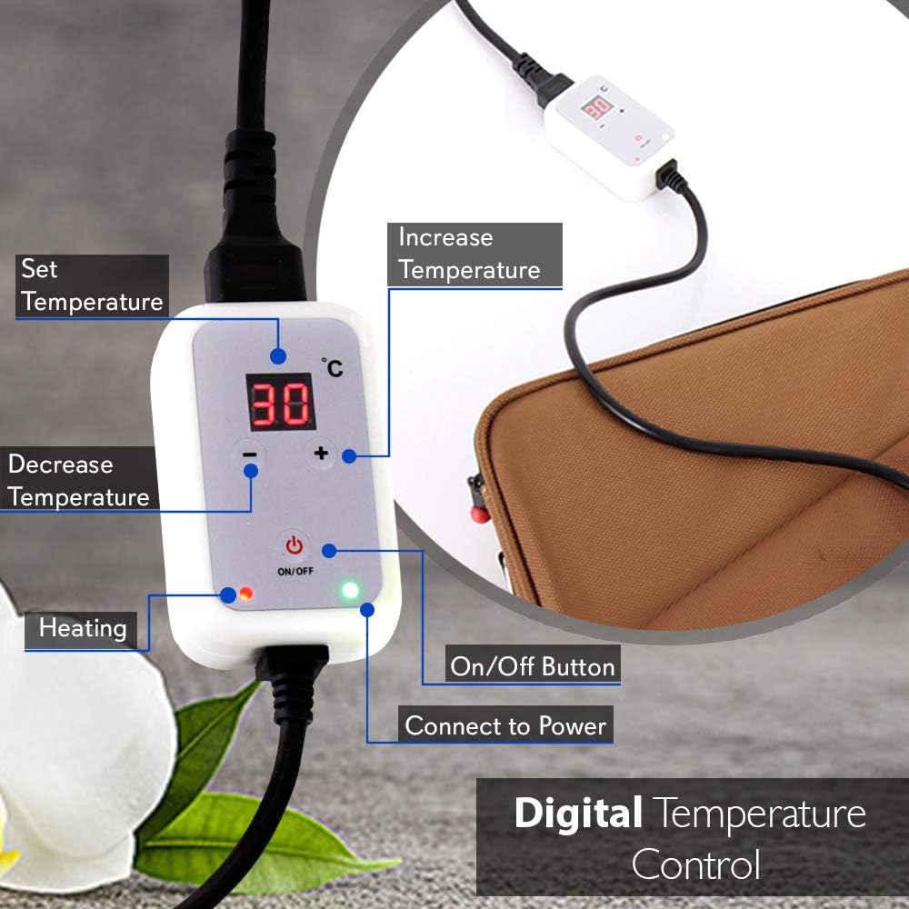 Portable Massage Stone Warmer Set - Electric Spa Hot Stones Massager Heater Kit 6 Large 6 Small Round Shaped Basalt Massaging Rocks, Digital Controller Heating Bag - SereneLife PSLMSGST40