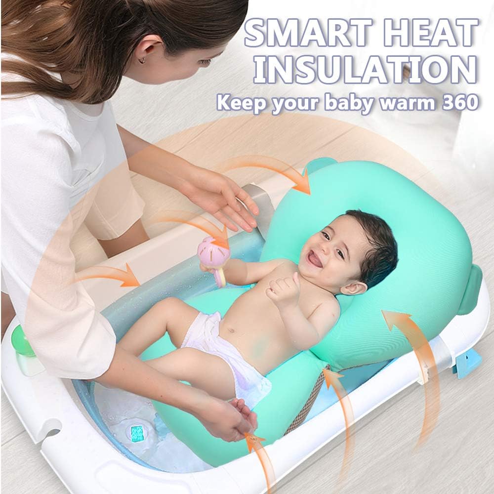 Baignoire Bebe Pliable Baignoire Enfant Avec Cadre Matelas Suspendu Thermometre Pp Bleu Amazon Fr Bebes Puericulture
