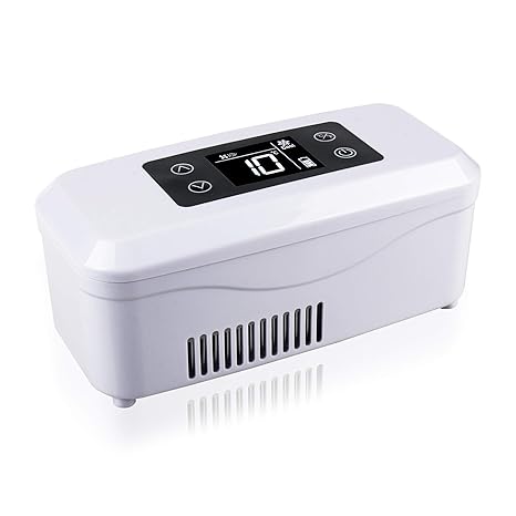 REAQER Tragbare Insulin-Kühlbox 2-18 ° C gekühlte Box Kühltasche Reefer Car Kühlschrank Größe 21 * 10 * 9cm für Auto, Reisen,