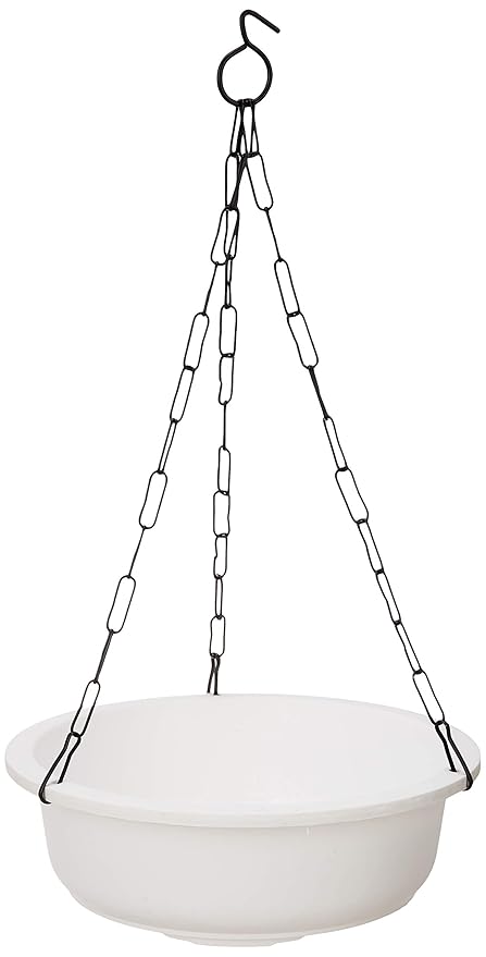 Gardens Need 100% Virgin Plastic Bonsai-10 Hanging Planter with Iron Chain | Set of 4 Planter, (26cm x 26cm x 8.5cm, White)