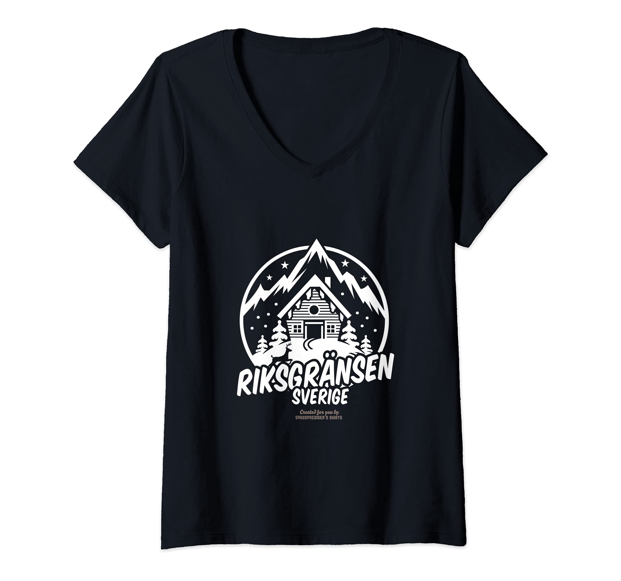 Womens Riksgränsen Sverige Sweden Ski Resort Riksgränsen V-Neck T-Shirt