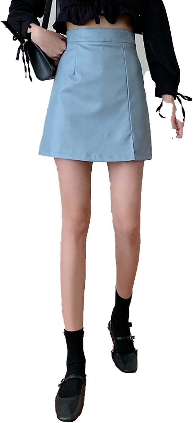 Skirts Pu Leather Women Solid Color Korean Style Slim A Line Mini Womens Autumn Winter Fashion