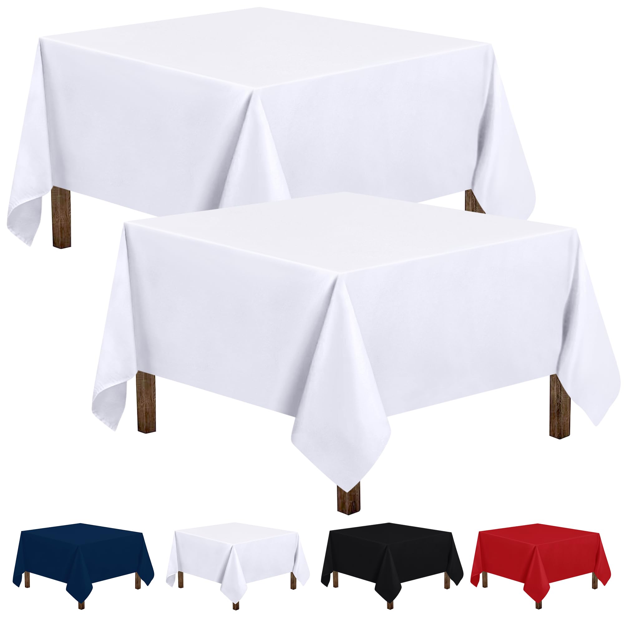 Photo 1 of Utopia Kitchen 2 Pack Square Table Cloth [54x54 Inches, White] Stain and Wrinkle Resistant Tablecloth Washable Polyester Cover for Dining, Buffet Parties, Picnic and Weddings
