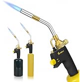 SuniqFyre Propane Torch Head, Upgraded 10,000 BTU, Built-in Regulator&amp;Flame Lock, 360&deg; All-Angle Burn Plumbing Torch Compatible with MAPP/MAP-Pro/Propane for Soldering, CSA Certified