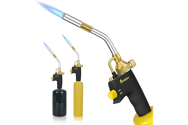 SuniqFyre High-Intensity Propane Torch Head, Upgraded 10,000 BTU Trigger Start Gas Torch with Flame Lock&Built-in Pressure Va