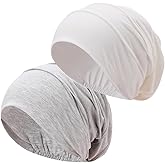 JarseHera 2PCS Cotton Slouchy Beanie Chemo Headwear Soft Slouch Cancer Caps Hats Head Cover for Hair Loss