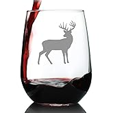Bevvee Deer Stemless Wine Glass - Cabin Themed Gifts or Rustic Decor for Women and Men - Engraved Silhouette - Large