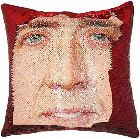 URSKYTOUS Reversible Nicolas Cage Sequin Pillow Case Decorative Mermaid Pillow Cover Color Changing Cushion Throw Pillowcase 16” x 16”,Nicolas and Red