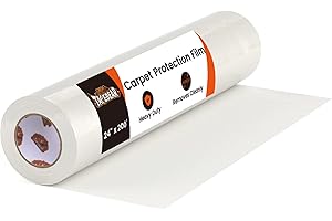 TAPEBEAR Carpet Protection Film 24" x 200', Self Adhesive Plastic Carpet Protector, Clean Removal Carpet Cover 400 Sq.Ft, Clear Surface Protective Film for Painting, Moving, Construction, Open Houses