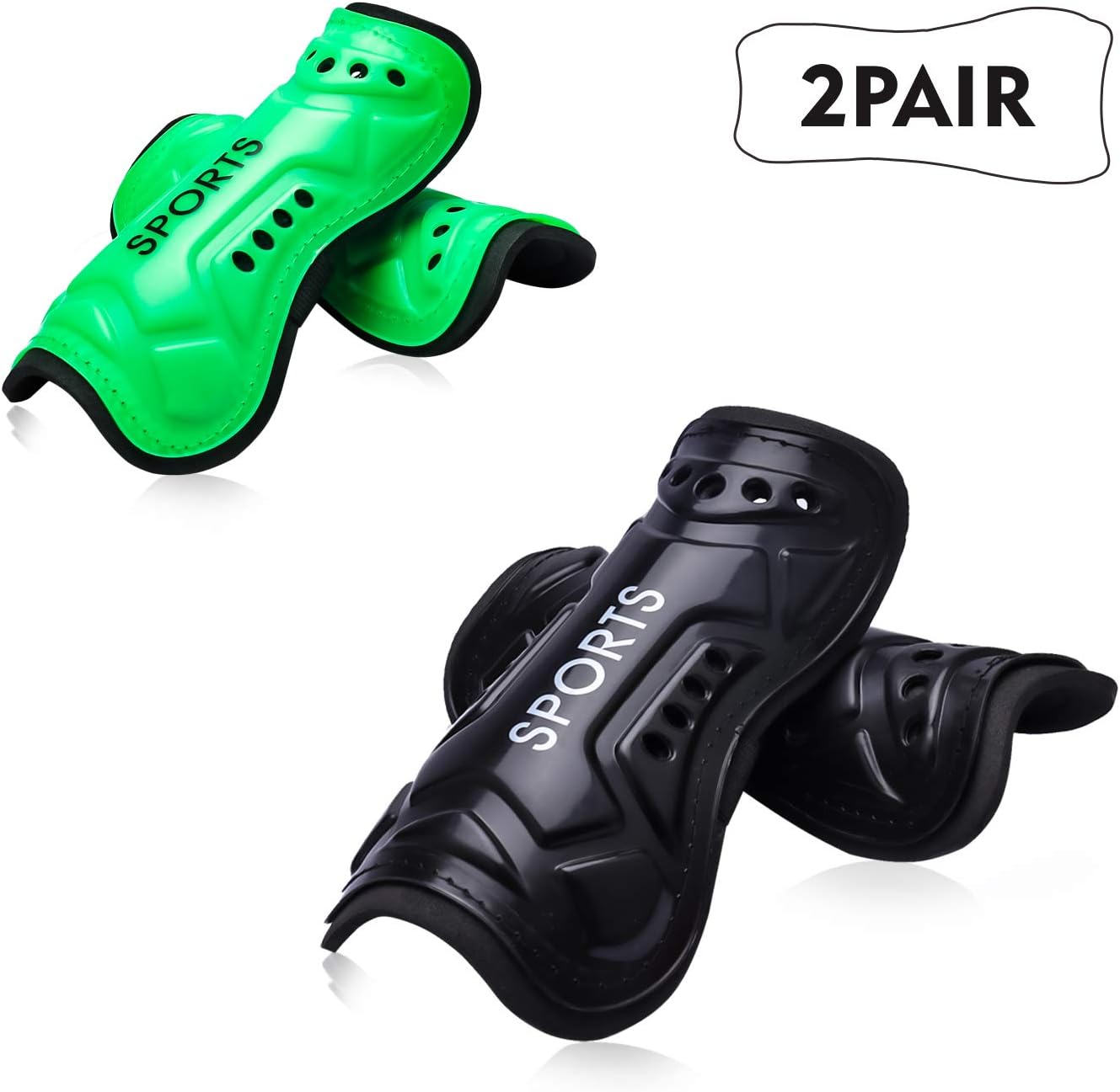 Youth Soccer Shin Guards, 2 Pair Lightweight and Breathable Child Calf Protective Gear Soccer Equipment for 3-10 Years Old Boys Girls Children Teenagers (Yellow) : Sports & Outdoors