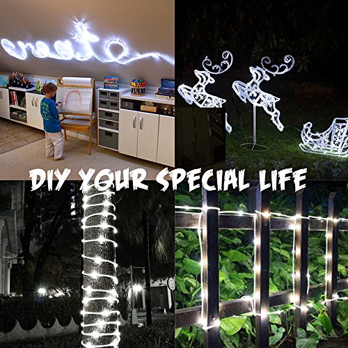 Ustellar 66ft 200 LED Rope Lights, IP65 Waterproof USB 5V String Lights, Outdoor Fairy Lighting for DIY Wedding, Party, Garden, Yard, Corridor, Christmas Decorations, Cool White
