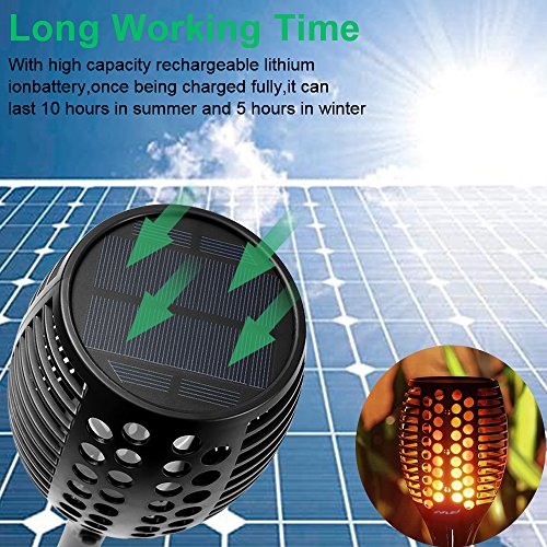 Sumaote Solar Path Torch Lights 96 LED Dancing Flame Lighting Flickering Tiki Torch Waterproof Wireless Outdoor Landscape Lights Dusk to Dawn Auto On/Off for Garden Patio Yard Driveway Pathway, 1 Pack - Thumbnail 2