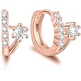 Cubic Zirconia Hoop Earrings - Sterling Silver Hypoallergenic CZ Hoop Huggies Earrings Small Cartilage Earrings for Women Girls