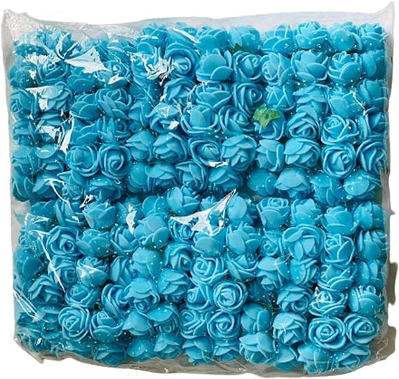 Witty Cuties Light-Blue Artificial Flowers Artificial Roses Foam Flowers for Crafting Real Looking Fake Foam Roses Decoration DIY Wedding Bouquets Bridal Shower Flower Decoration Pack of 1 (144pcs).