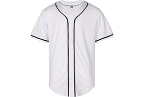 QTWW INC Mens Baseball Jersey Button Down Blank Solid Color Short Sleeve Shirts Hipster Hip Hop Active Team Sports Uniforms
