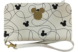 Bioworld Mickey Mouse Abstract Tech Wallet, Multicolor, Unisex-Adults, 3 Compartments, Zipper Closure, Faux Leather, Stain Re