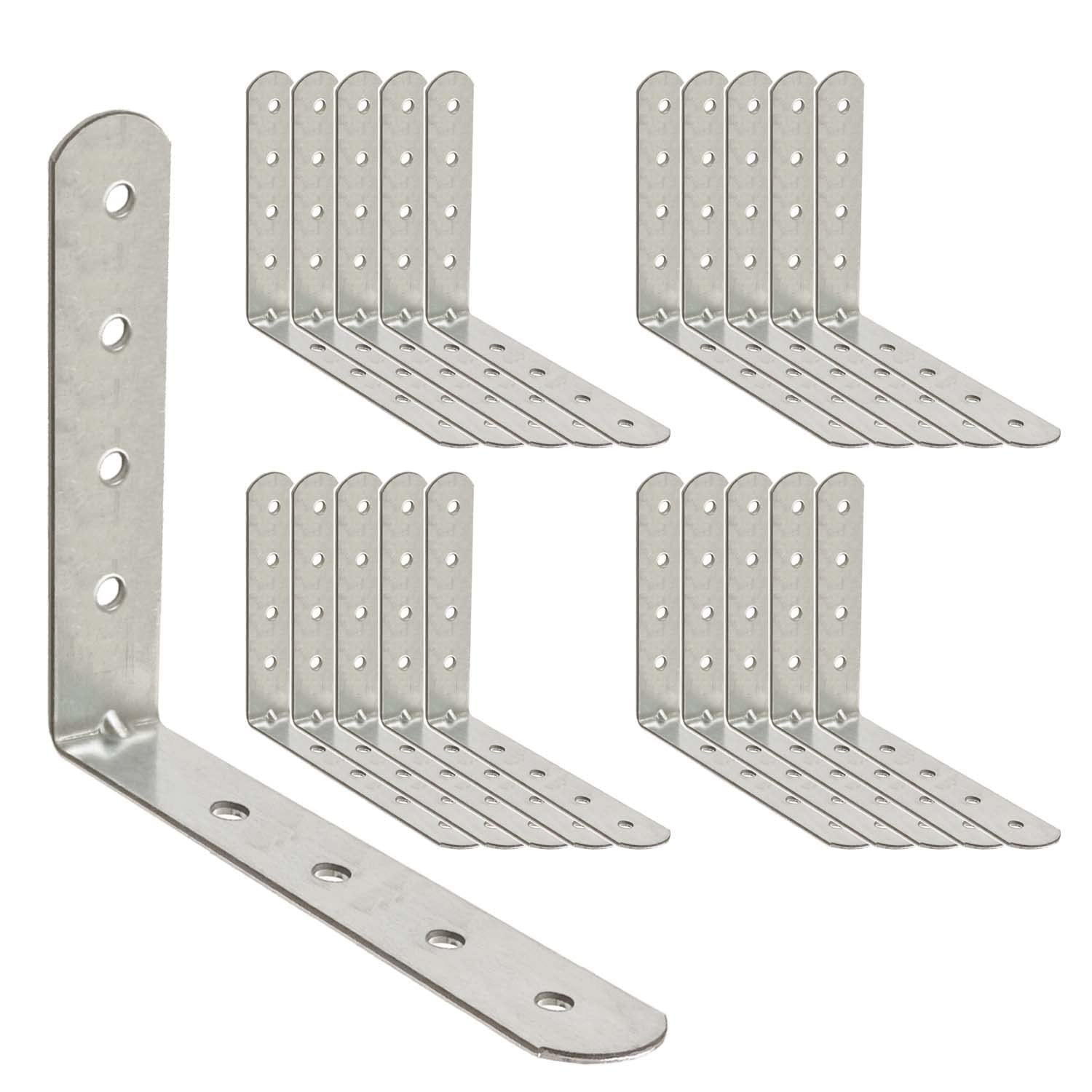 OMIDEAS 20 x Angle Bracket (100 x 100 x 16) 90 Degree L Shape Corner Brace Plate Wood Metal Connecting Fixing Joining Repair Support Galvanised Connector