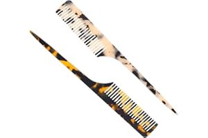 Fokmuaex 2PCS Anti Static Tail Comb, Acetate Precision Parting Combs for Women & Salon Professionals, Lightweight Hair Stylin