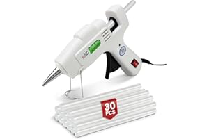 SUBCULTUREPICK Hot Glue Gun, Glue Gun with 30 Hot Glue Sticks Set, Fast Preheating Hot Melt Gun, Hot Glue Gun Kit for Kids DIY School Craft Projects and Home Repairs, 20W Power (White)