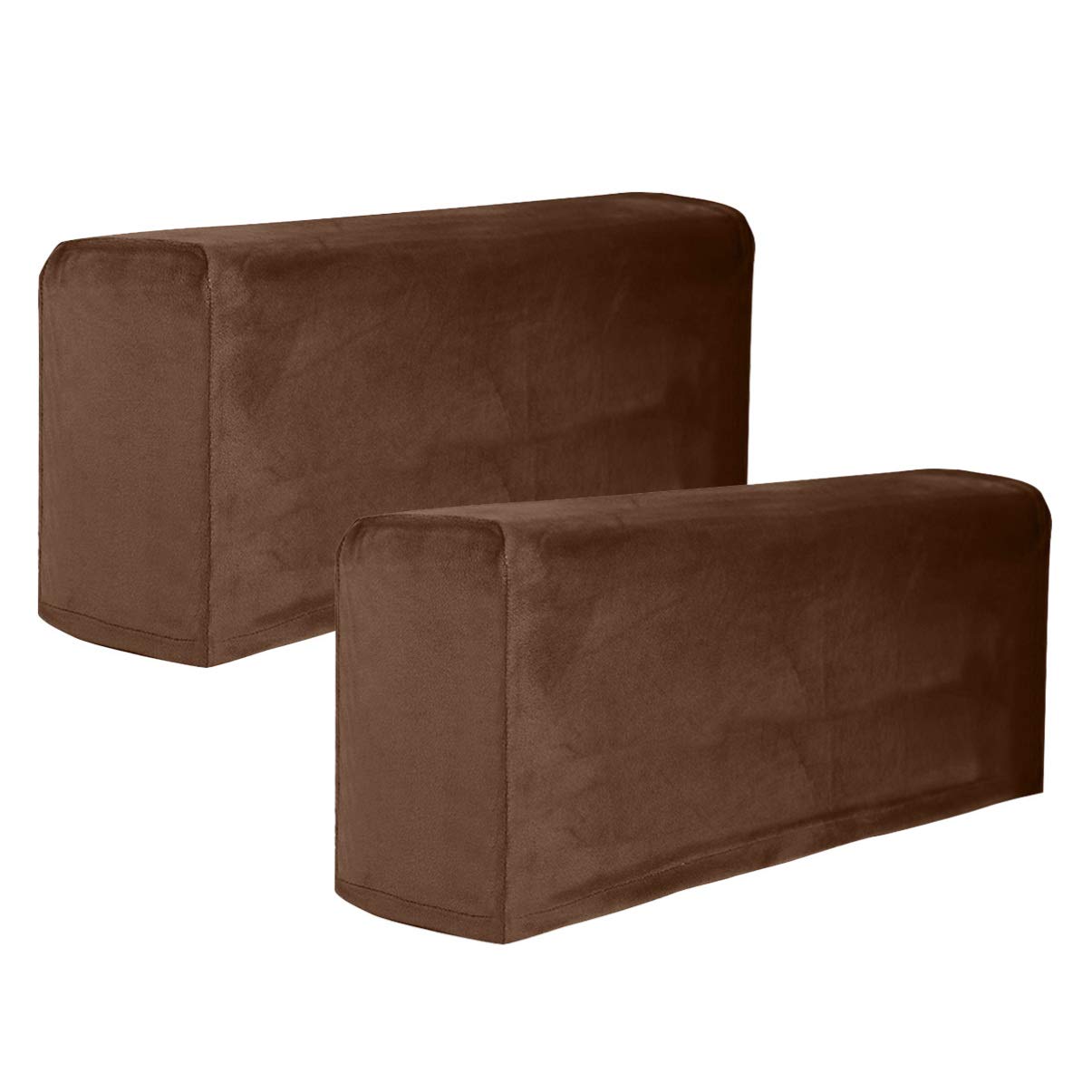 VOSAREA 2pcs Stretch Fabric Armrest Covers Anti-Slip Furniture Protector Armchair Slipcovers for Recliners Sofas Chairs (Khaki)