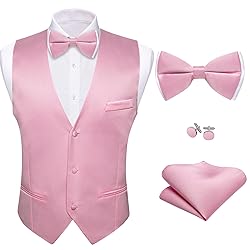 Barry.Wang Mens Light Pink Formal Suit Vest V-neck