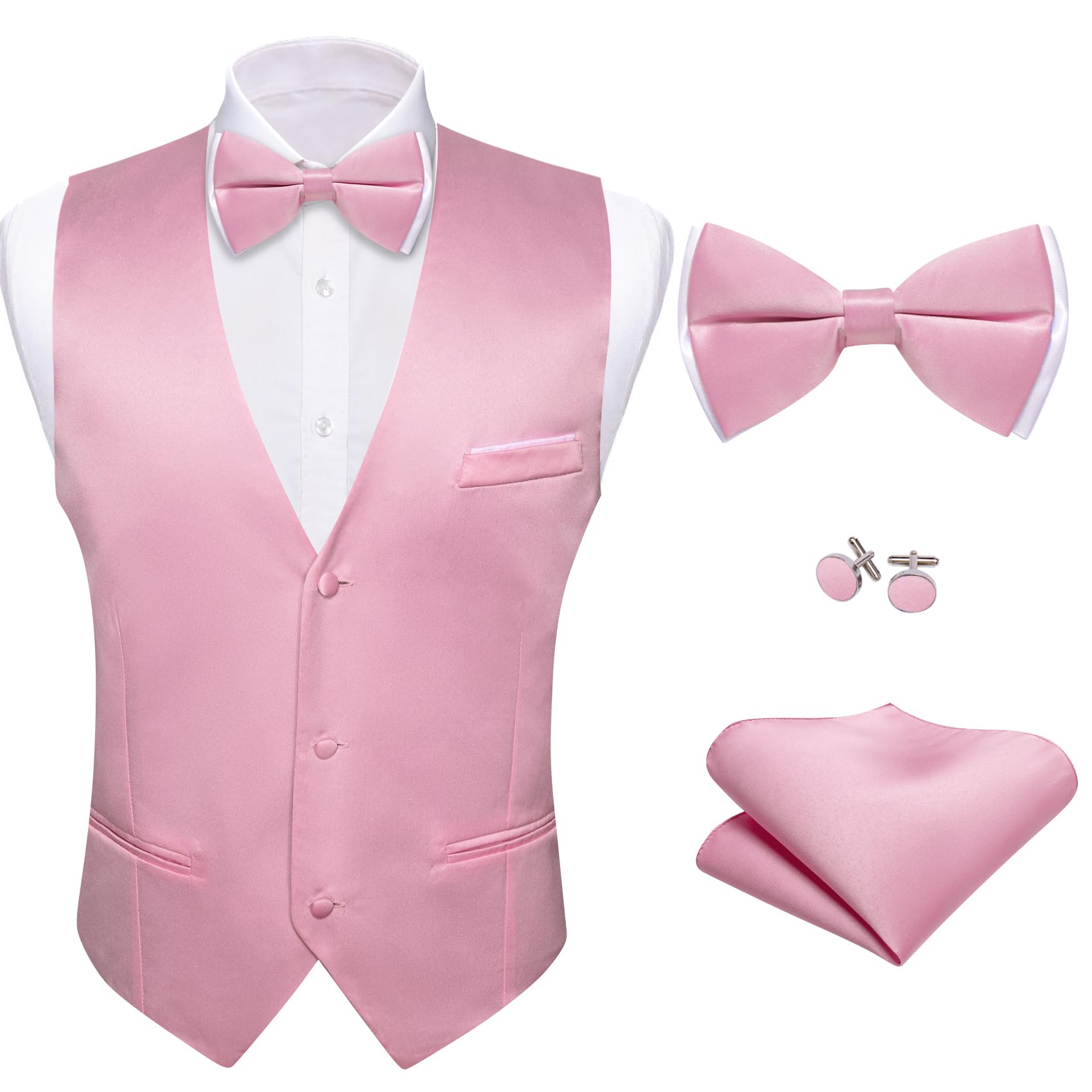 Barry.Wang Mens Light Pink Formal Suit Vest V-neck