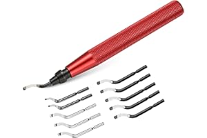 RTCIMOIC 11 Piece High Speed Steel Blade Deburring Tool Set, For Metal Aluminum, Copper, Resin, PVC Pipe, 3D Printing, Wood Edge Treatment, High Quality Metal Handles, Deburring Manual Chamfering, Reamer Tools