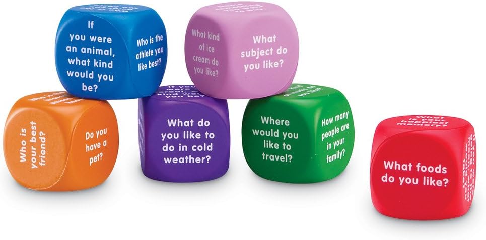 Learning Resources Conversation Cubes, Social Dice, Autism Therapy, Ice Breaker Cubes, Foam Cubes, 6 Pieces, Ages 6+