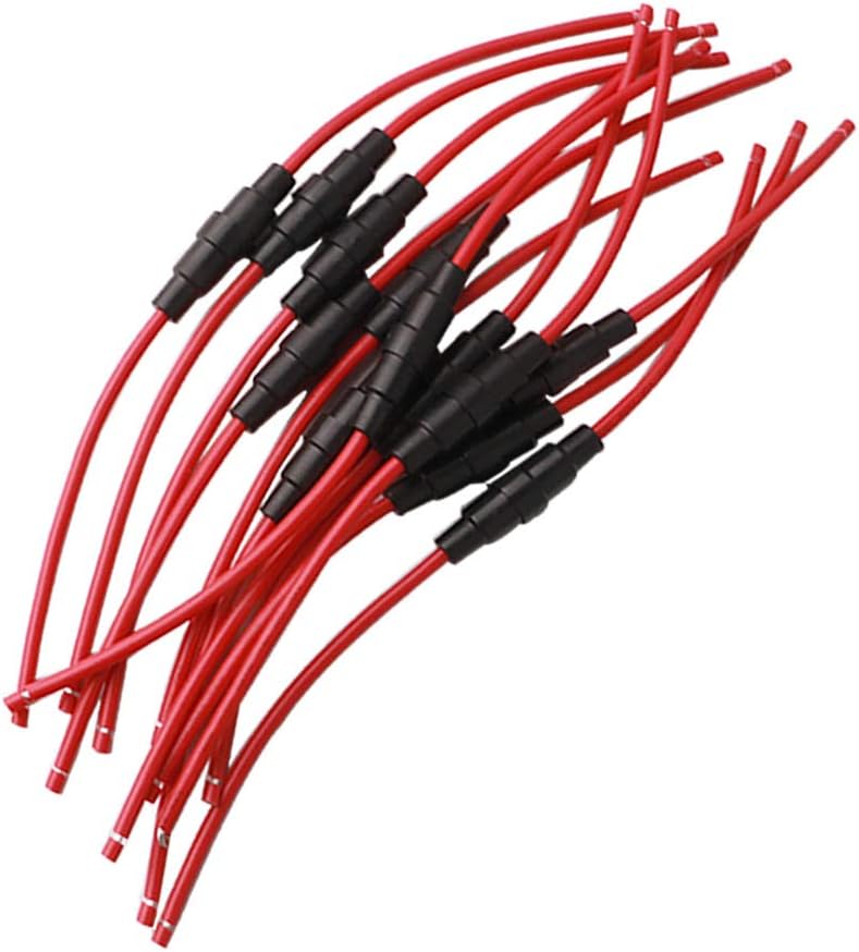 QitinDasen 12Pcs Professional 6 X 30mm AGC Glass Tube Fuse Holder Inline Screw Type Cap, 32V 20A Fuse Box with 16 AWG Wire - Image 5