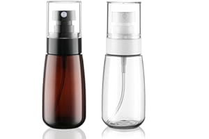 Wowang Small Spray Bottle 2oz/60ml 2 Pack TSA Approved Travel Spray Bottles Leak Proof Fine Mist Spray Bottles for Hair Refillable Cosmetic Perfumes Skincare Water Face Sprayer(Clear+Brown)