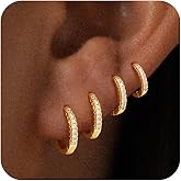 Sufope Small Gold Hoop Earrings for Women Set, Hypoallergenic 14K Gold Plated Huggie Hoop Earrings Trendy Lightweight Cubic Zirconia Cartilage Earring Multiple Piercing for Women Jewelry Gift