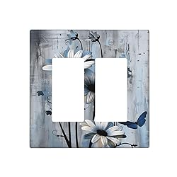 OILbiexn Outlet Covers Rustic Wood Blue Florals