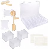 Naturezhen ​Embroidery Floss Organizer Set - 200 Pcs White Plastic Floss Bobbins with 2 Winders, 36 Compartments Removable St