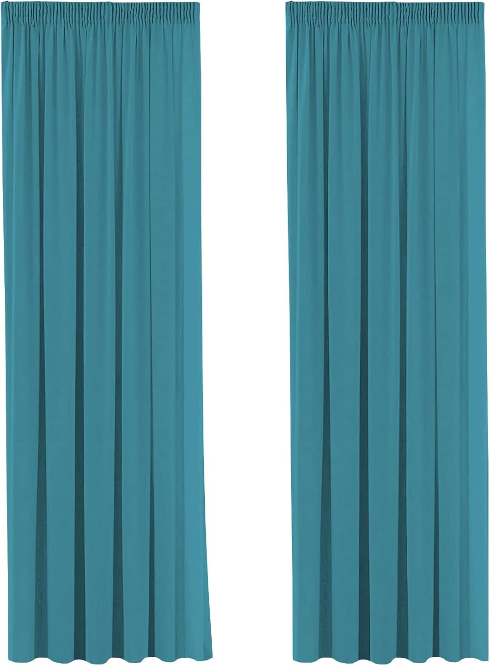 H.Versailtex Blackout Curtains 2 Panels 90x90 Teal Tiebacks
